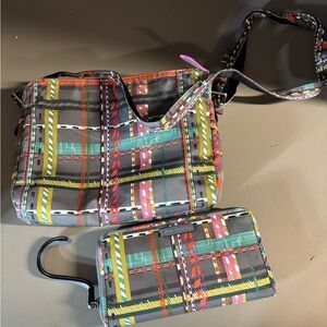 Vera Bradley Multicolor Plaid Crossbody Bag and Wallet